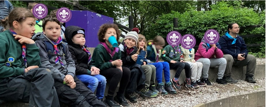 Coniston Cubs and Knowles Cubs sat at the large campfire circle.